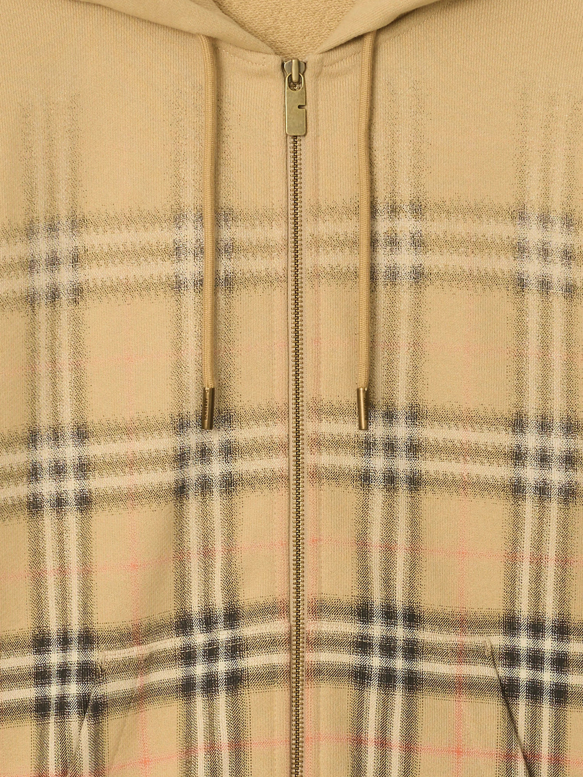 Cotton hoodie with faded check