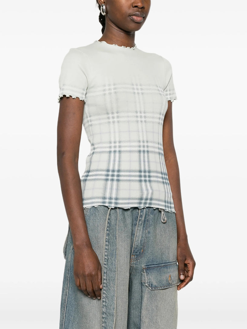 Gradient Check Stretch Cotton Top