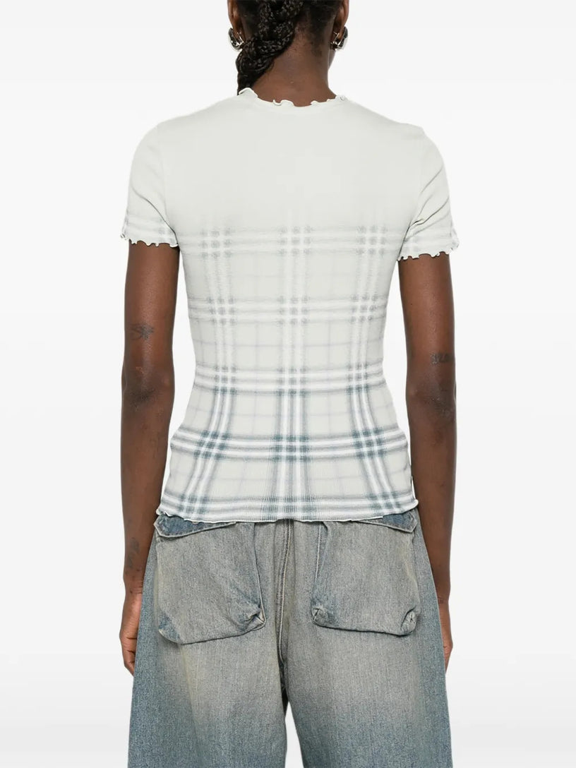 Gradient Check Stretch Cotton Top