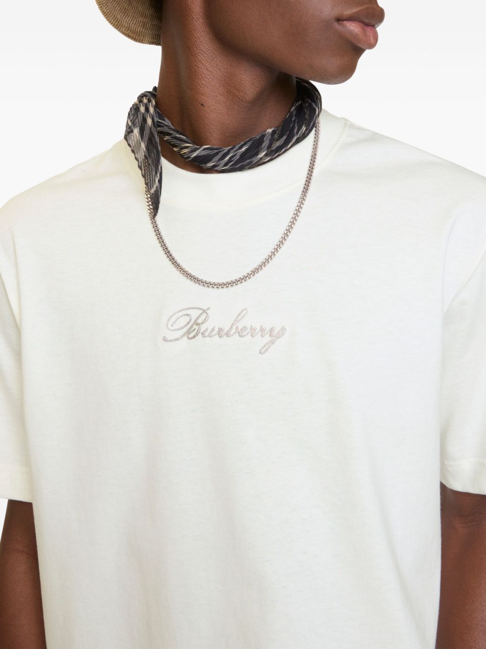 Check Cursive Logo T-shirt Burberry Bianco | Grifo210