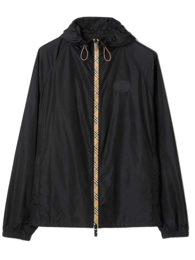 Jacket with hood and Check tape