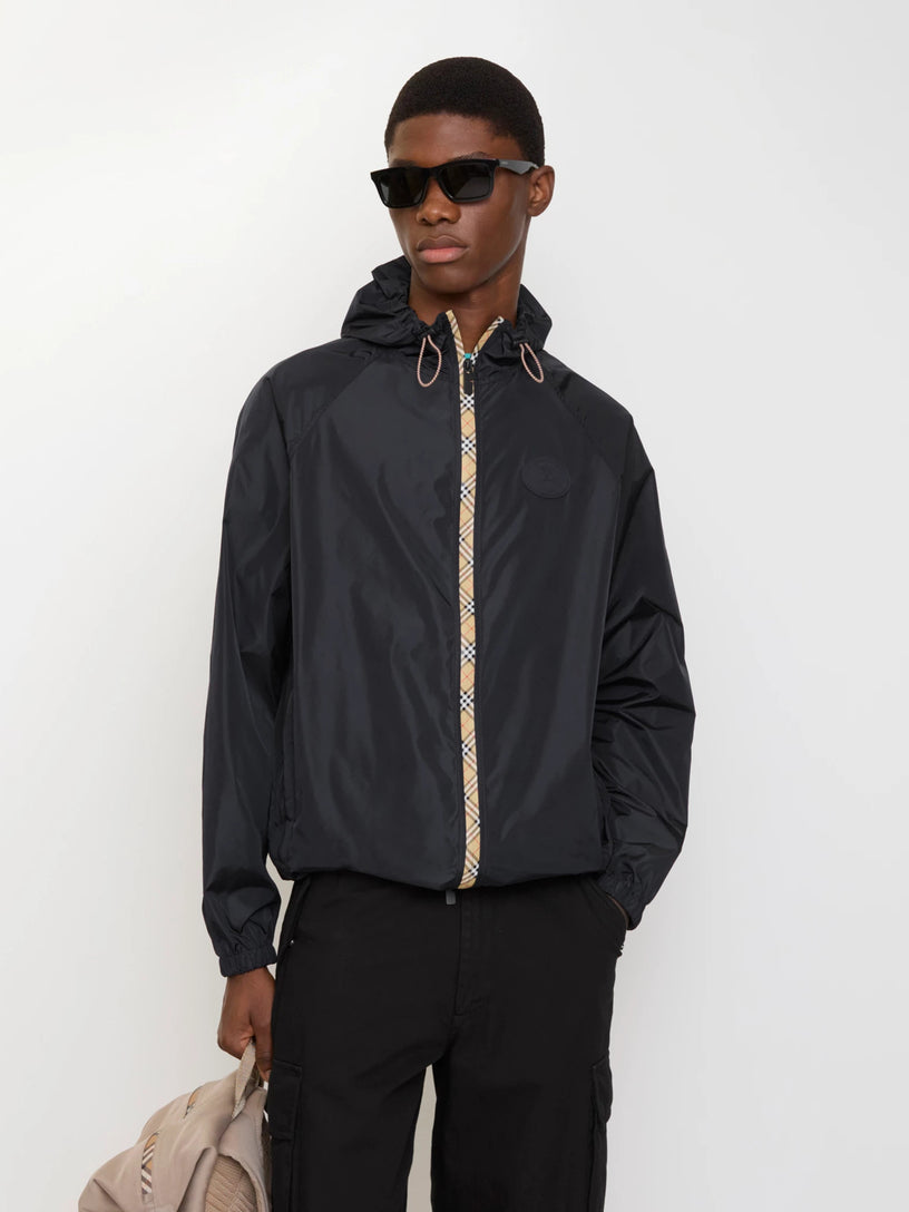 Jacket with hood and Check tape