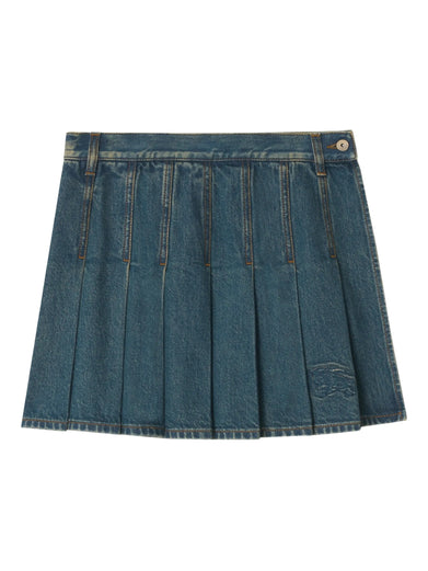Pleated Denim Mini Skirt