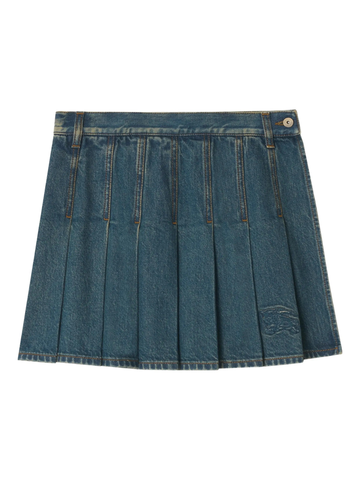 Pleated Denim Mini Skirt