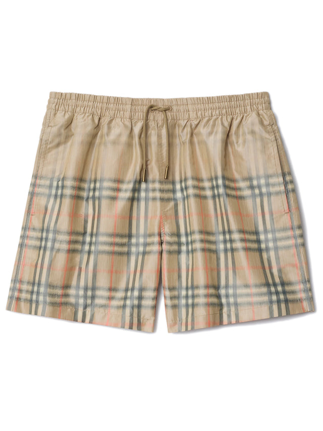 Beach boxer shorts with shaded check