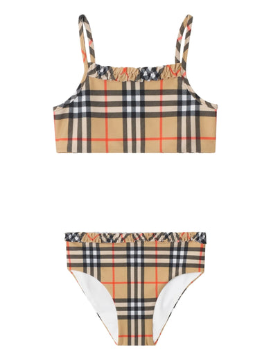 Ruffe Trim Check Bikini