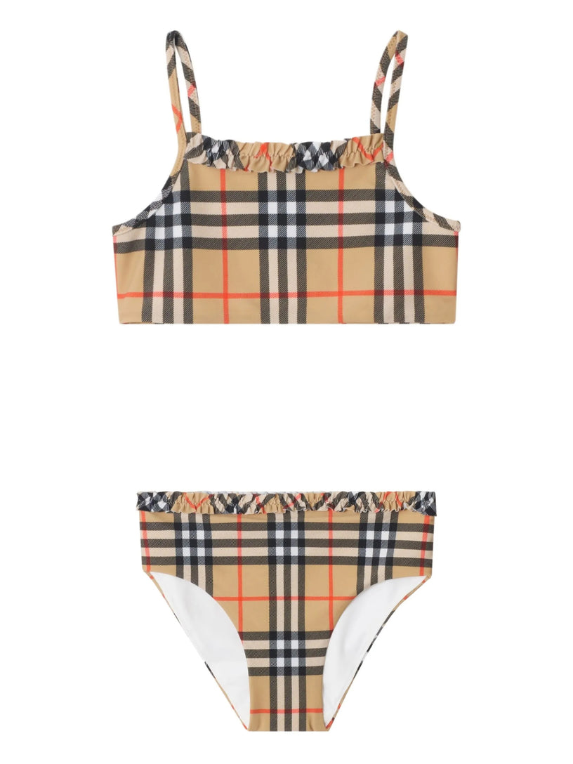 Ruffe Trim Check Bikini