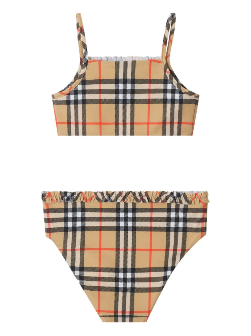 Ruffe Trim Check Bikini