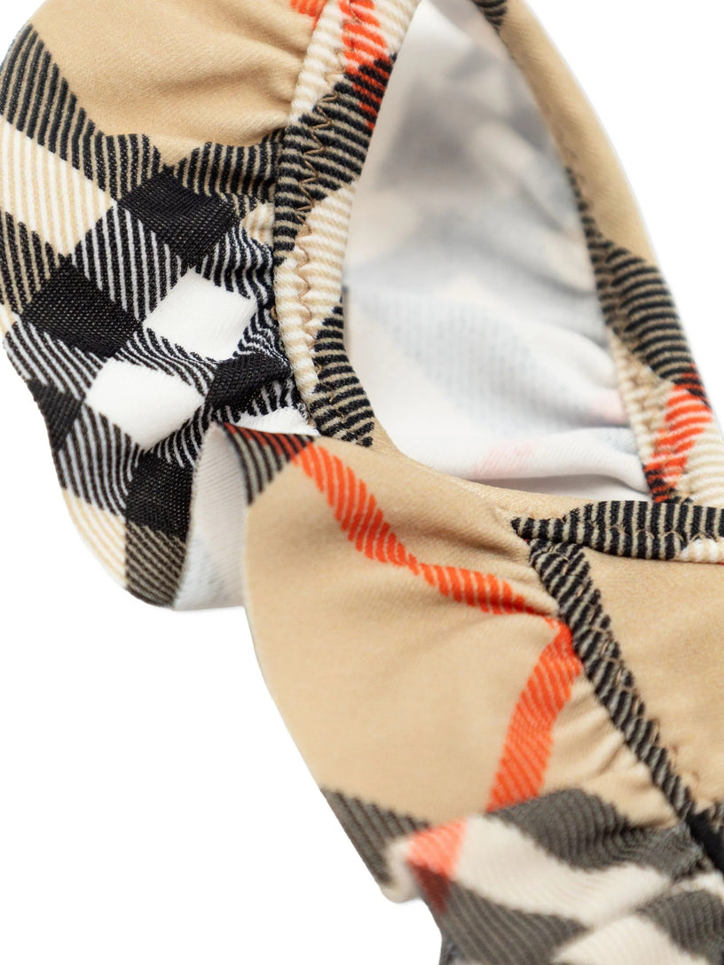 Ruffle Trim Check Swimsuit