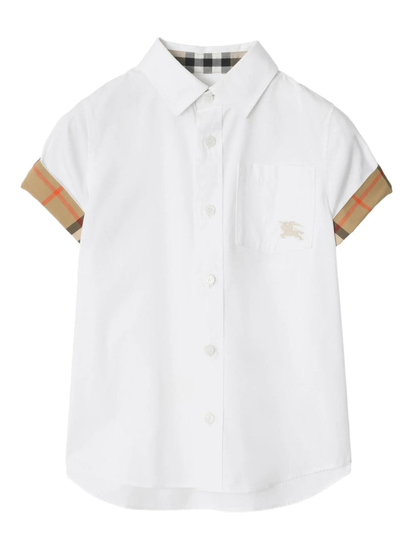 Check Trim Cotton Poplin Shirt