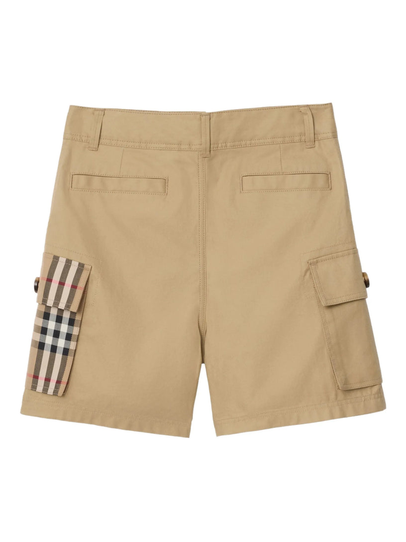 Pantaloncini cargo in cotone con finiture a quadri