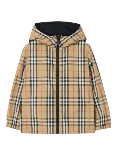 Reversible Check Hooded Jacket