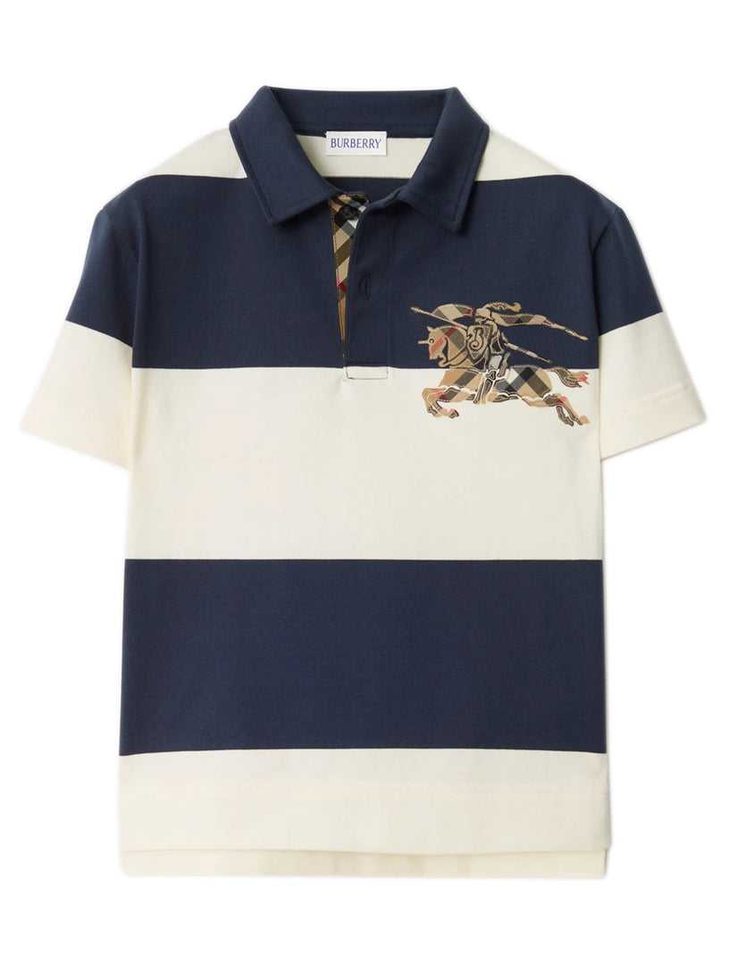 Striped cotton polo shirt with EKD Check