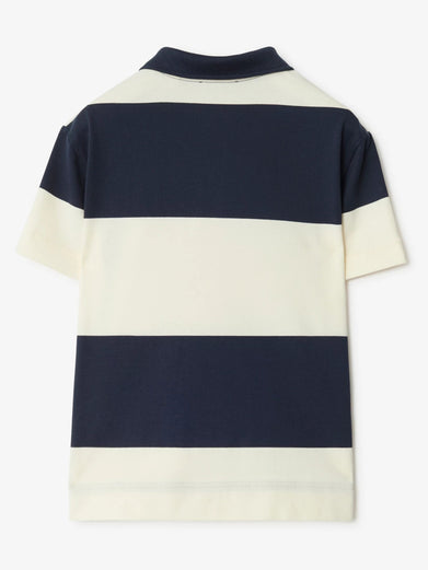 Striped cotton polo shirt with EKD Check