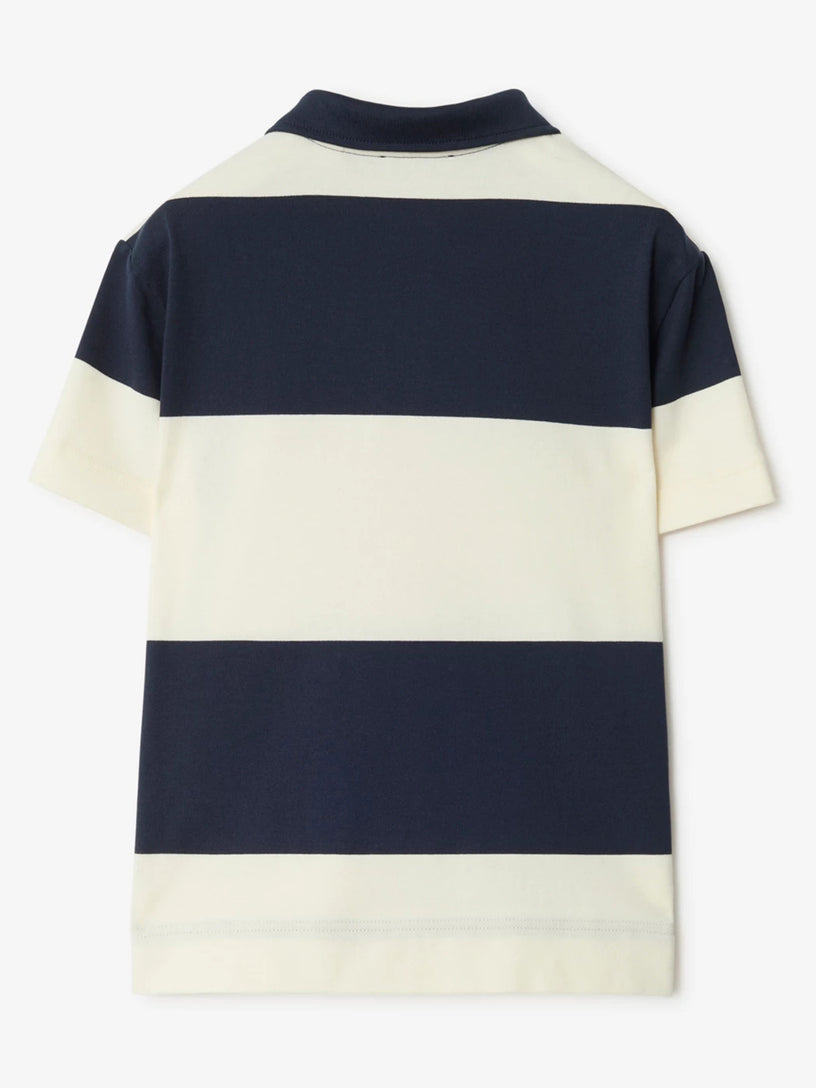 Striped cotton polo shirt with EKD Check