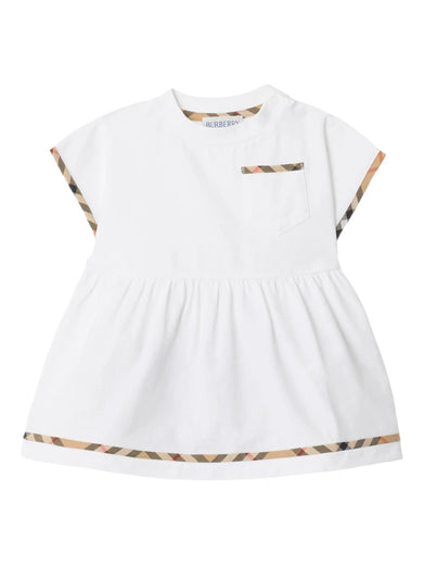 Check Trim Cotton Dress with Bloomers