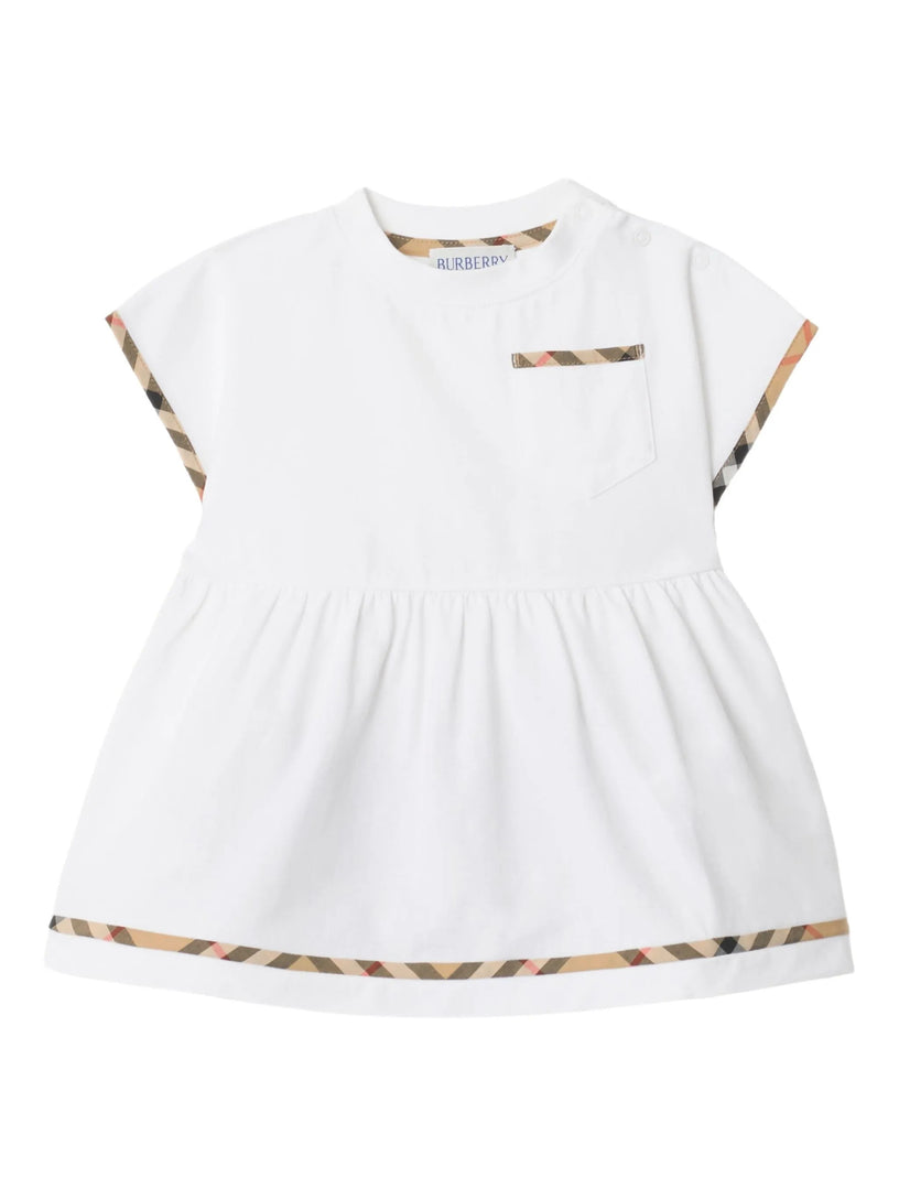 Check Trim Cotton Dress with Bloomers