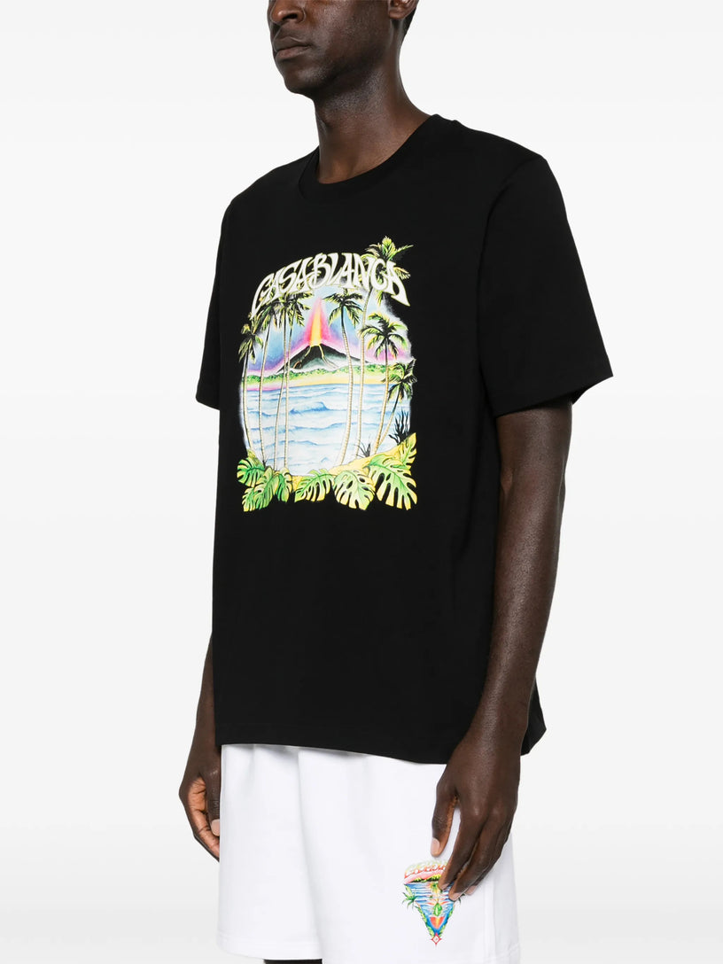 Palm-tree tropical print T-shirt