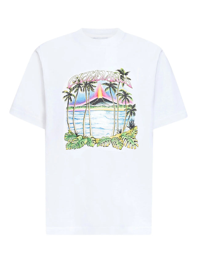 Volcano-print logo T-shirt