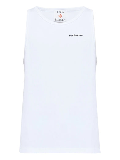 Embroidered-logo ribbed tank top