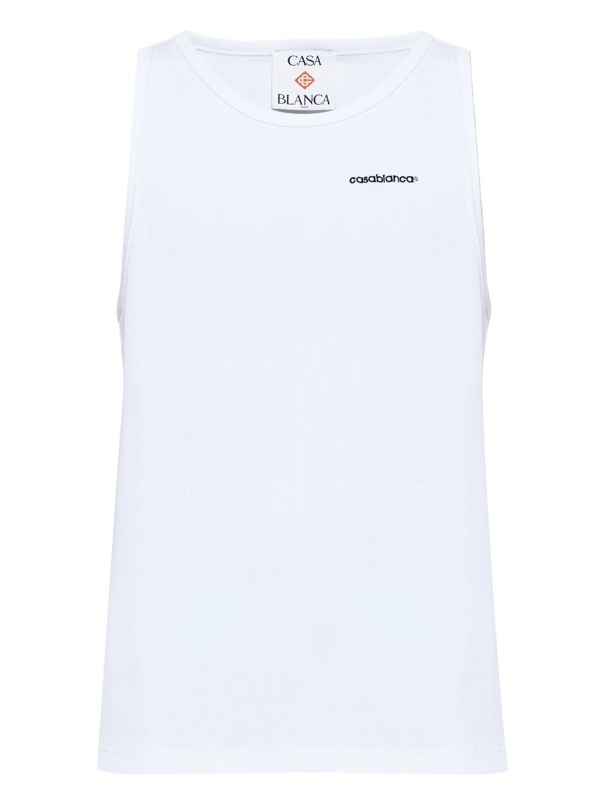 Embroidered-logo ribbed tank top
