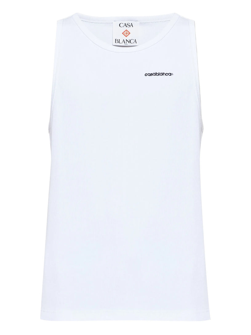 Embroidered-logo ribbed tank top