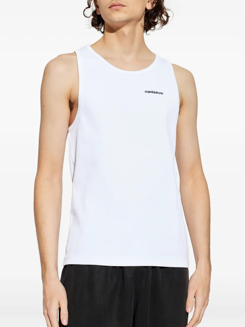 Embroidered-logo ribbed tank top