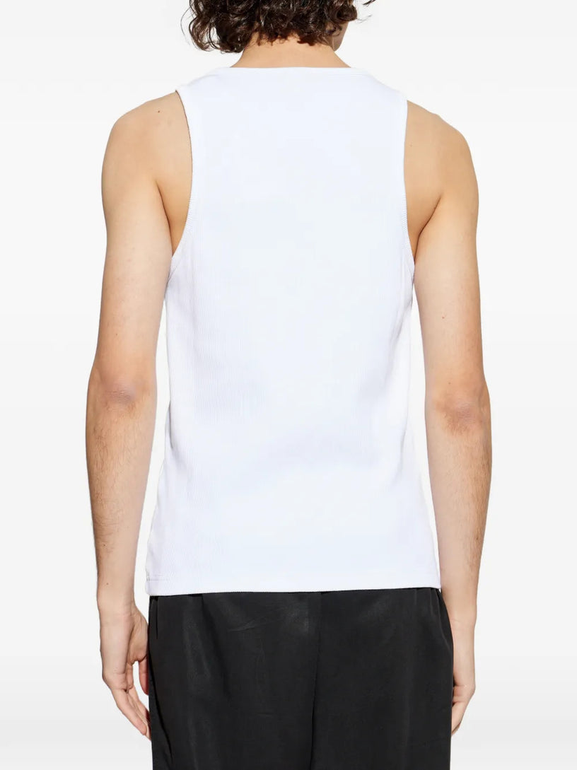 Embroidered-logo ribbed tank top