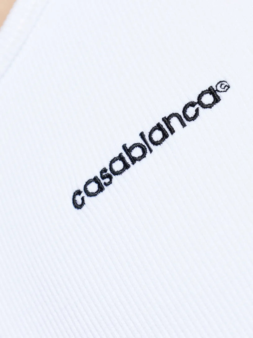 Embroidered-logo ribbed tank top