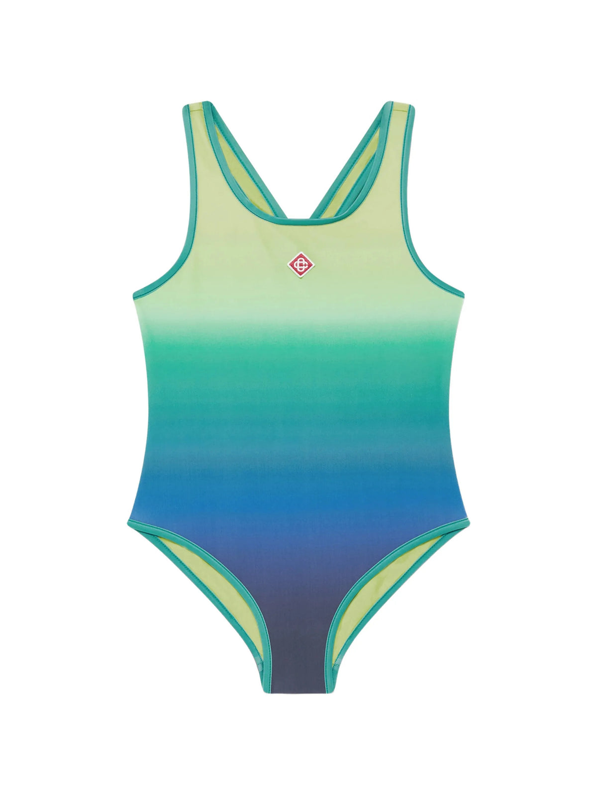 Gradient logo-embroidery swimsuit
