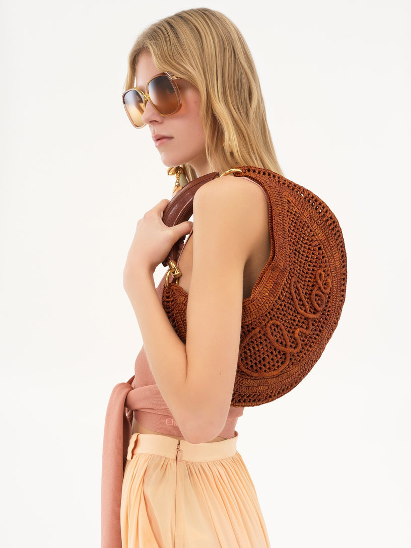 Summer Banana Raffia Hobo Bag