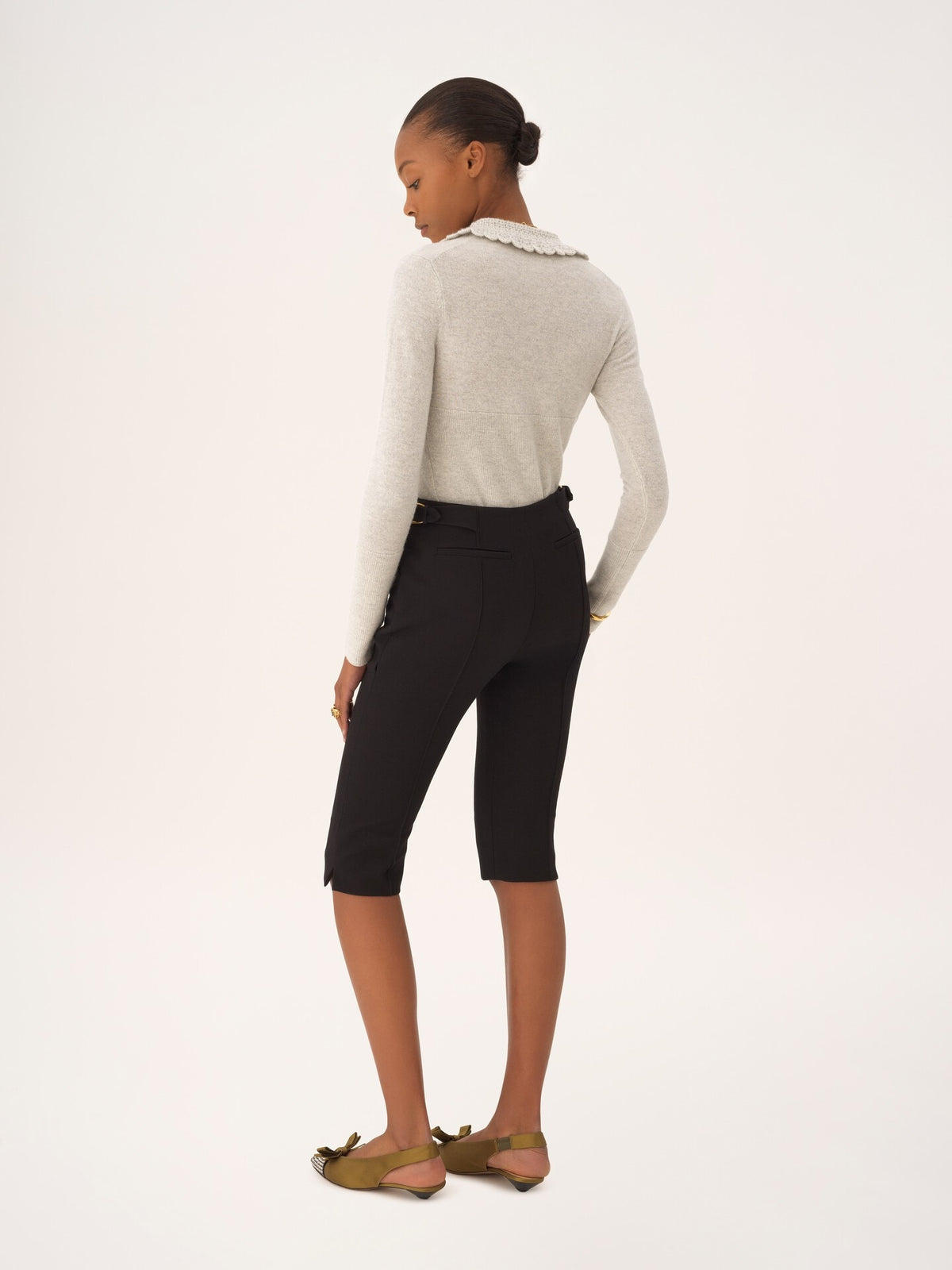 Fitted wool knit cardigan with logo