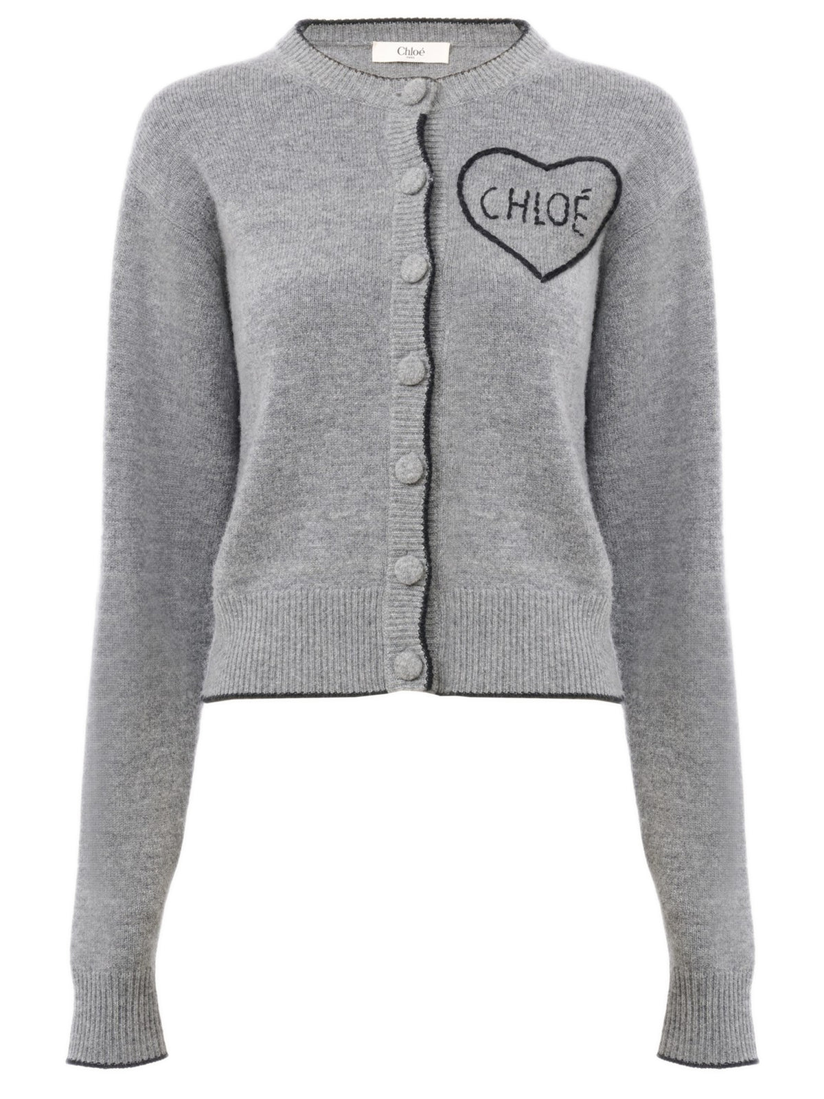 Fitted cardigan with logo in wool and cashmere knit
