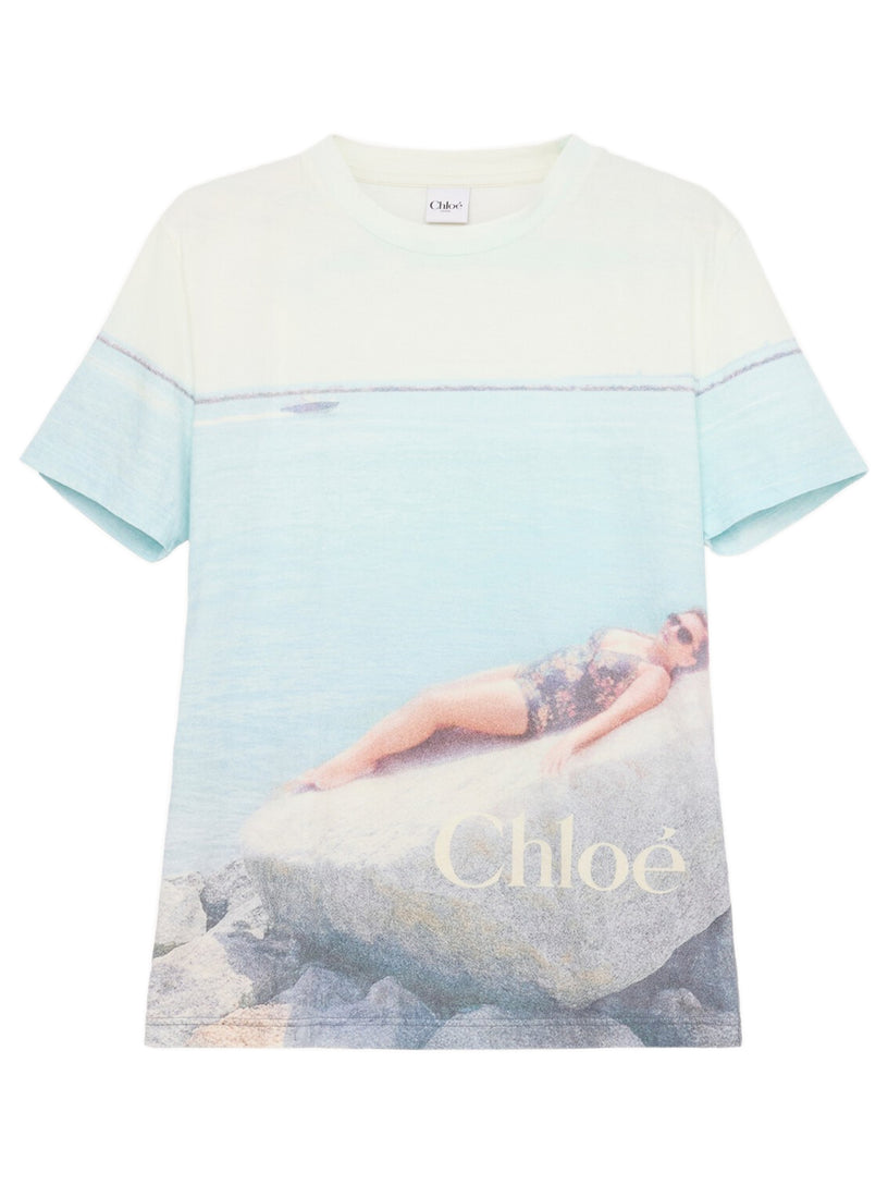 T-shirt girocollo con logo in jersey di cotone