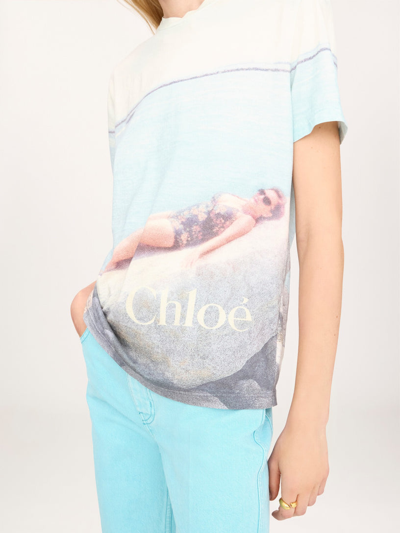 T-shirt girocollo con logo in jersey di cotone