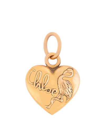 Heart Flamingo charm in brass