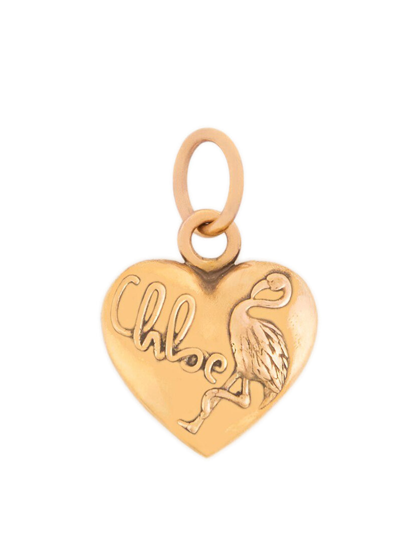 Heart Flamingo charm in brass