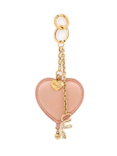 Chloé Symbols Heart keychain bag charm in satin and brass