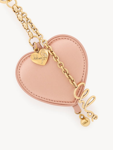 Chloé Symbols Heart keychain bag charm in satin and brass