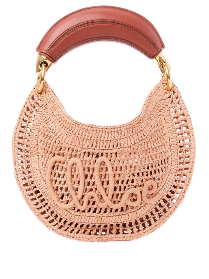 Summer Banana mini hobo bag with raffia shoulder strap