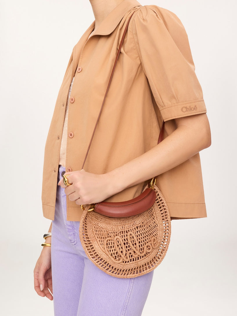 Summer Banana mini hobo bag with raffia shoulder strap