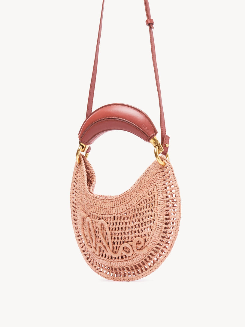 Summer Banana mini hobo bag with raffia shoulder strap