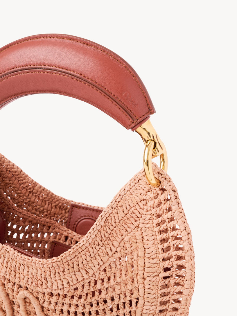Summer Banana mini hobo bag with raffia shoulder strap