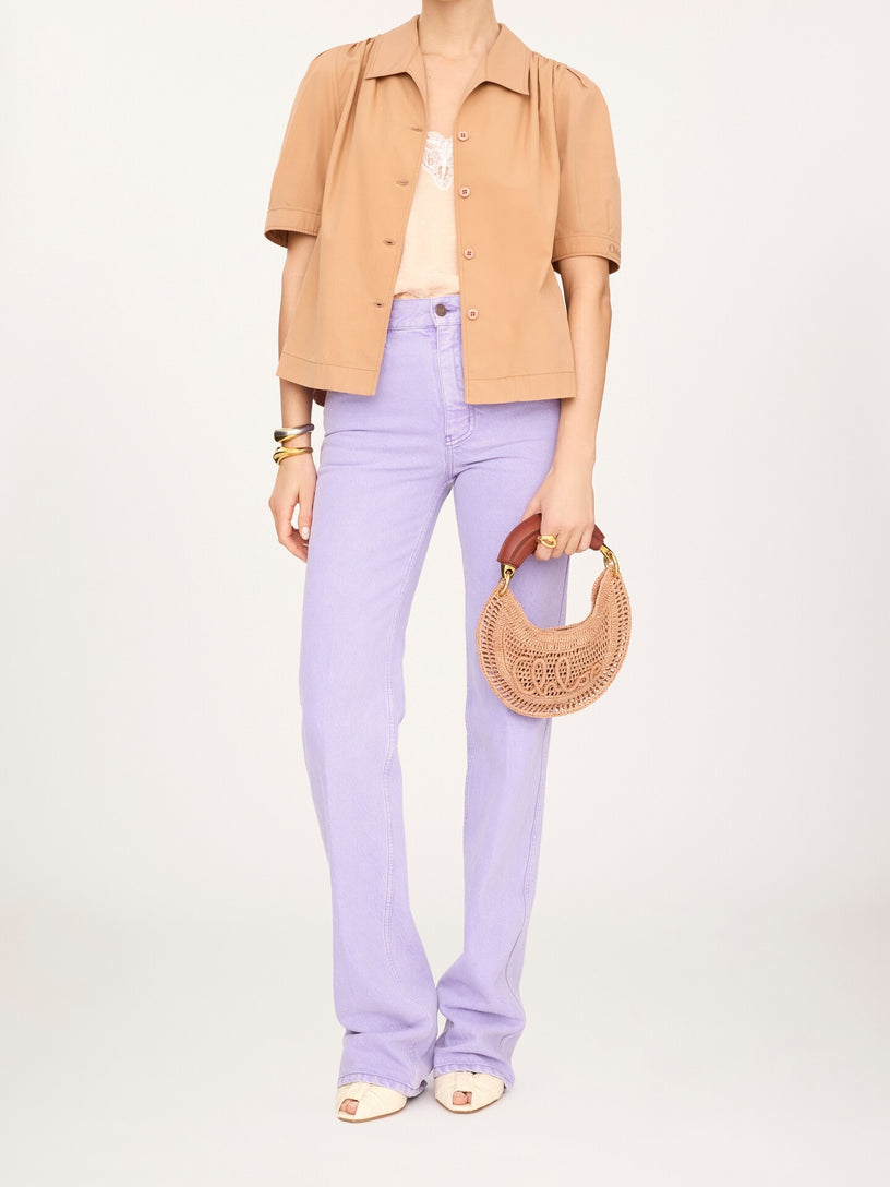 Summer Banana mini hobo bag with raffia shoulder strap