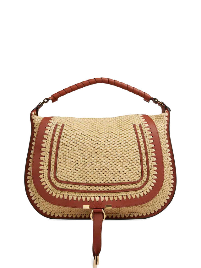 Borsa a spalla Marcie media in fibre effetto rafia
