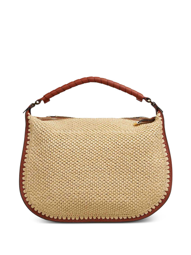 Borsa a spalla Marcie media in fibre effetto rafia