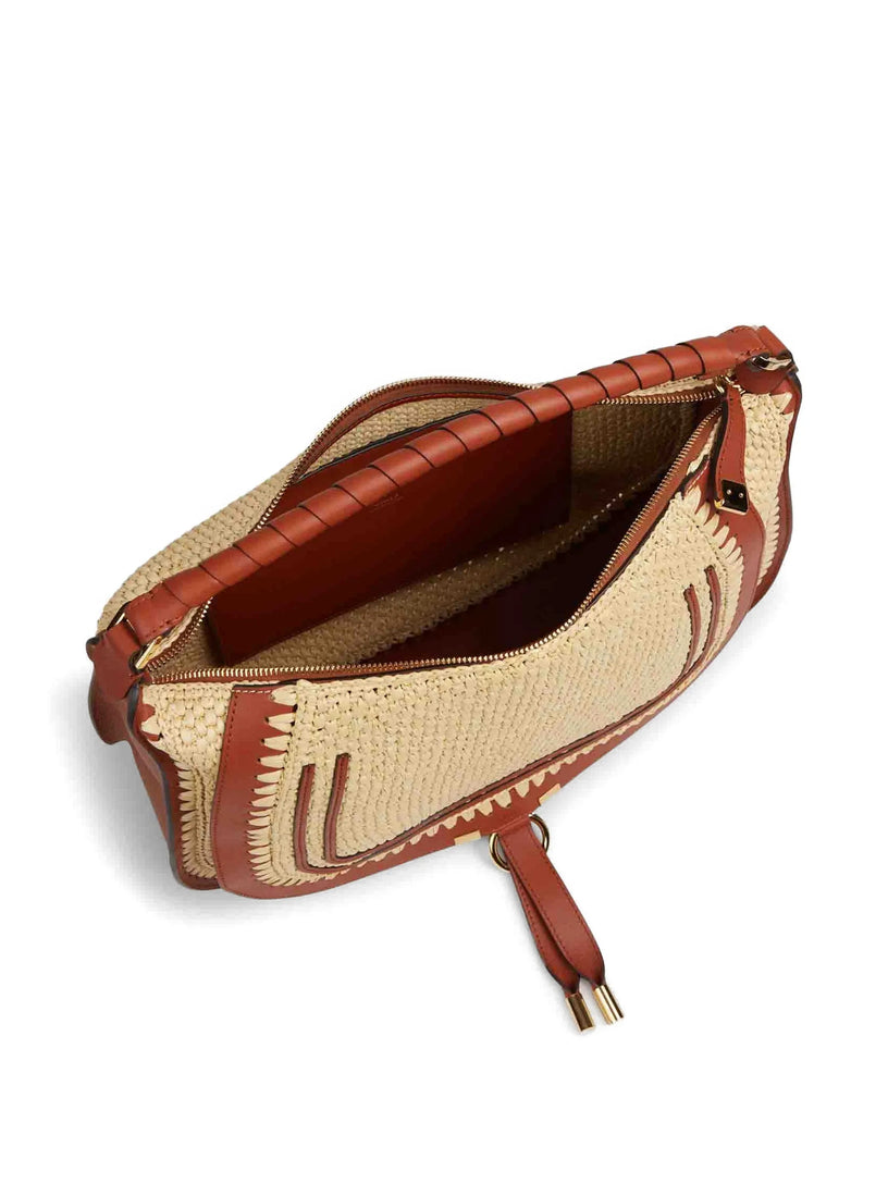 Borsa a spalla Marcie media in fibre effetto rafia