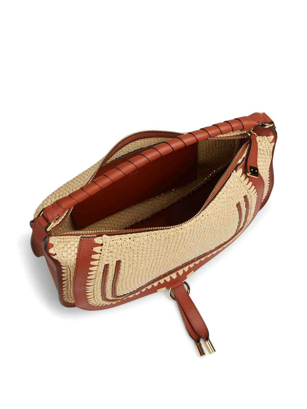 Borsa a spalla Marcie media in fibre effetto rafia