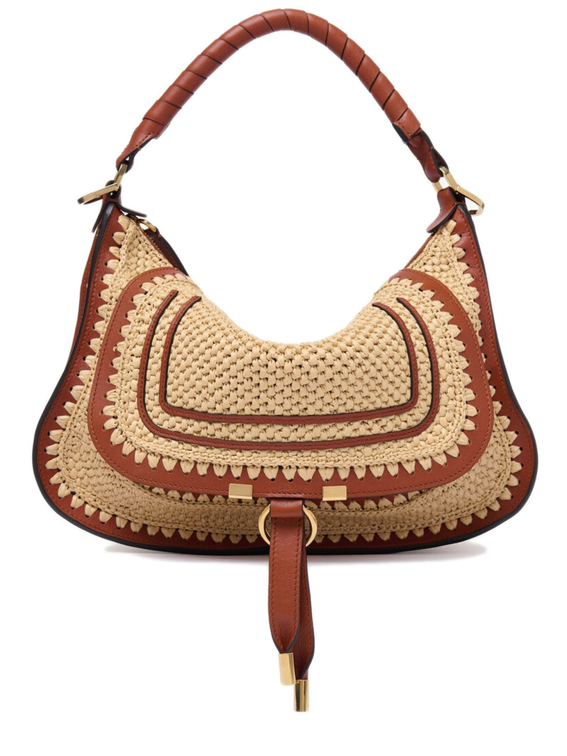 Borsa a spalla Marcie piccola in fibre effetto rafia