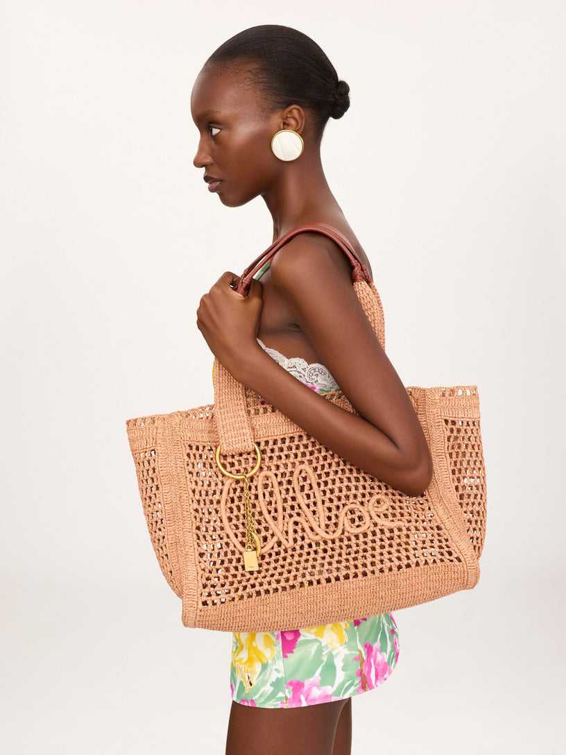 East-West Summer Banana Raffia Tote Bag